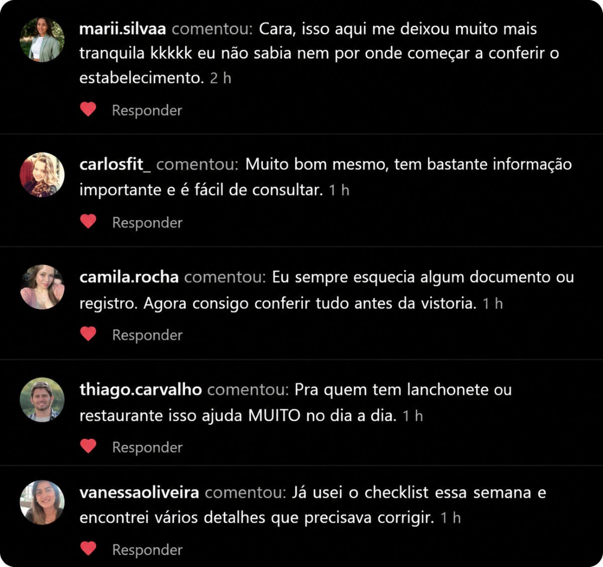 Comentários de alunos
